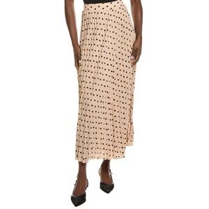 NWT T Tahari Beige Shadow Dot Polka Dot Accordion Pleated Midi Skirt